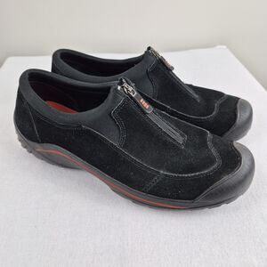 LANDS END Black Suede Leather Hiking Walking Trail Shoes Womens Sz 9 Slip On